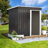 Living Fusion Dark Grey Edison Galvanised Steel Storage Shed