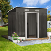 Living Fusion Edison Galvanised Steel Storage Shed with Base