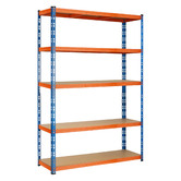 LivingFusion Blue & Orange Gavin Industrial Shelving Unit | Temple ...