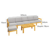 Living Fusion 6 Seater Ivan Fir Wood Outdoor Sofa &amp; Table Set