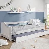 Living Fusion Olive Pine Wood Single Trundle Bed