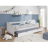 LivingFusion Olive Pine Wood Single Trundle Bed | Temple & Webster