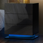 Living Fusion Galland 3 Drawer Bedside Table with LED