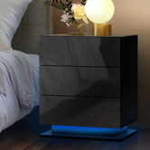 Living Fusion Galland 3 Drawer Bedside Table with LED