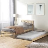 LivingFusion Yesenia Pine Wood Single Bed with Trundle | Temple & Webster