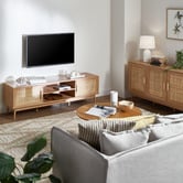 Living Fusion 160cm Holly 2 Cabinet Rattan Entertainment Unit