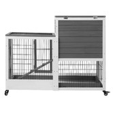 Living Fusion Ketch Fir Wood &amp; Mesh Wire Rabbit Hutch