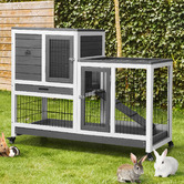 Living Fusion Ketch Fir Wood &amp; Mesh Wire Rabbit Hutch