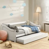 Living Fusion Olive Pine Wood Single Trundle Bed