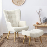 Living Fusion 2 Piece Leander Boucle Armchair &amp; Footstool Set