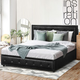 Living Fusion Black Audrey Gas Lift Storage Bed Frame