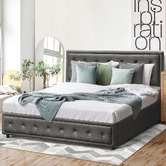 Living Fusion Grey Audrey Gas Lift Storage Bed Frame
