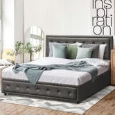 Living Fusion Grey Audrey Gas Lift Storage Bed Frame