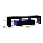 Living Fusion 180cm Galland 2 Drawer Entertainment Unit with LED Light