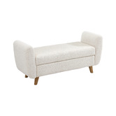Living Fusion Conner Eucalyptus Wood Storage Ottoman Bench