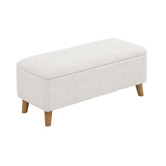 Living Fusion Robin Eucalyptus Wood Storage Ottoman Bench