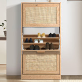 Living Fusion Holly 3 Door Rattan Shoe Cabinet