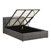 Living Fusion Grey Teo Gas Lift Storage Bed Frame
