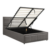Living Fusion Grey Teo Gas Lift Storage Bed Frame