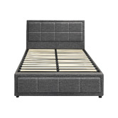 LivingFusion Grey Teo Gas Lift Storage Bed Frame | Temple & Webster