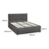 Living Fusion Grey Teo Gas Lift Storage Bed Frame