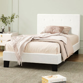 Living Fusion White Quiton Boucle Platform Bed