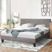 Living Fusion Grey Quiton Upholstered Platform Bed