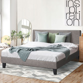 Living Fusion Grey Quiton Upholstered Platform Bed