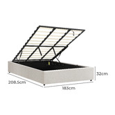 Living Fusion White Seraphine Boucle Gas Lift Bed Base