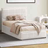 Living Fusion Reese Boucle Gas Lift Storage Bed Frame