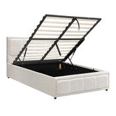 Living Fusion Reese Boucle Gas Lift Storage Bed Frame