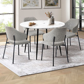 Living Fusion 4 Seater Tyler Faux Linen Dining Table &amp; Chair Set