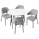 Living Fusion 4 Seater Tyler Faux Linen Dining Table &amp; Chair Set