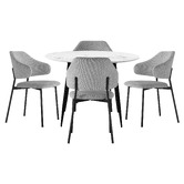 Living Fusion 4 Seater Tyler Faux Linen Dining Table &amp; Chair Set