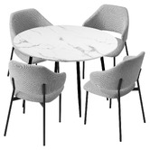 Living Fusion 4 Seater Tyler Faux Linen Dining Table &amp; Chair Set