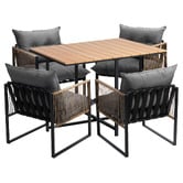 Living Fusion 4 Seater Square Hicks Outdoor Dining Table &amp; Chair Set