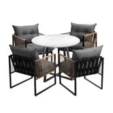 Living Fusion 4 Seater Round Hicks Outdoor Dining Table &amp; Chair Set