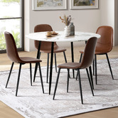 Living Fusion 4 Seater Mohsin Faux Leather Dining Table &amp; Chair Set