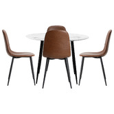 Living Fusion 4 Seater Mohsin Faux Leather Dining Table &amp; Chair Set
