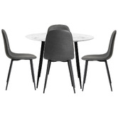 Living Fusion 4 Seater Mohsin Faux Leather Dining Table &amp; Chair Set
