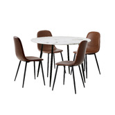 Living Fusion 4 Seater Mohsin Faux Leather Dining Table &amp; Chair Set