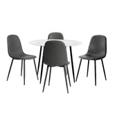 Living Fusion 4 Seater Mohsin Faux Leather Dining Table &amp; Chair Set