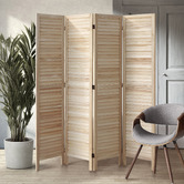 Living Fusion 4 Panel Kryvo Paulownia Wood Room Divider