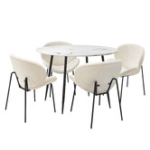 Living Fusion 4 Seater Aleja Faux Sherpa Dining Table &amp; Chair Set