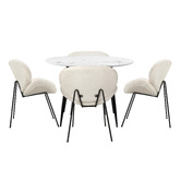 Living Fusion 4 Seater Aleja Faux Sherpa Dining Table &amp; Chair Set