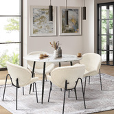 Living Fusion 4 Seater Aleja Faux Sherpa Dining Table &amp; Chair Set