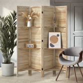 Living Fusion 4 Panel Kryvo Room Divider with Shelves