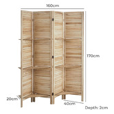 Living Fusion 4 Panel Kryvo Room Divider with Shelves