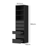 Living Fusion Black Cassandra 6 Drawer 3 Shelf Wardrobe