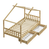 Living Fusion Kids&#039; Alec Pine Wood Single Bed with Storage